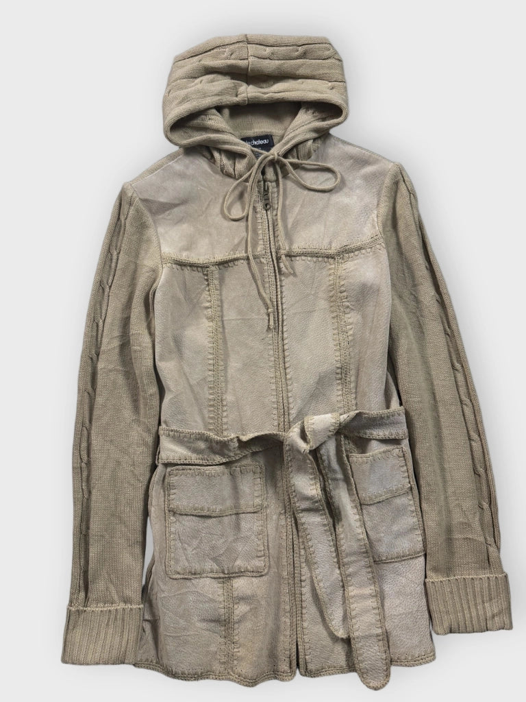 Le Chateau Beige Genuine Leather Coat (XS)
