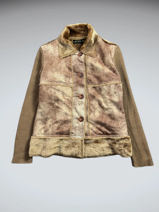 Vintage Brown Acrylic Coat Women (M)