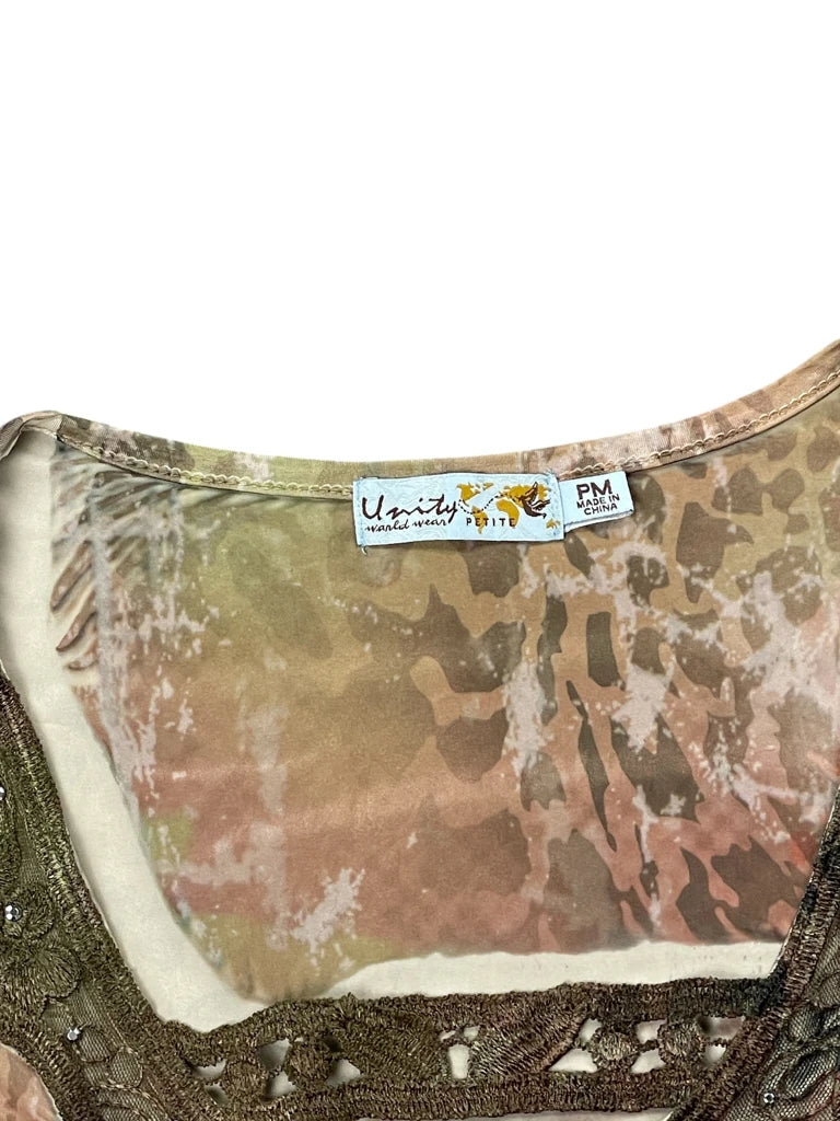 Animal Print & Floral Embellished Tunic Top (M)