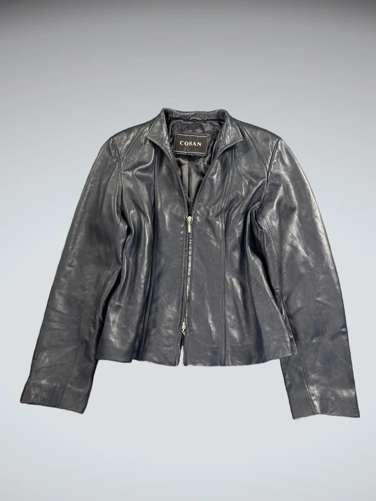 Cosan Blue Genuine Leather Jacket Women (M)
