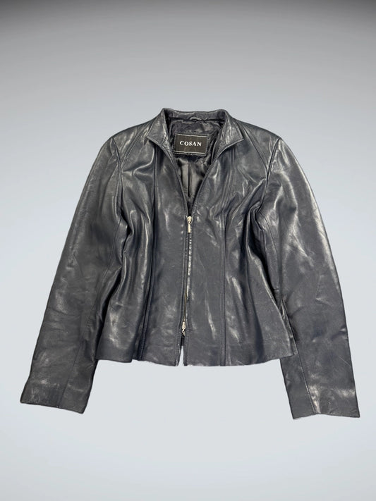 Cosan Blue Genuine Leather Jacket Women (M)