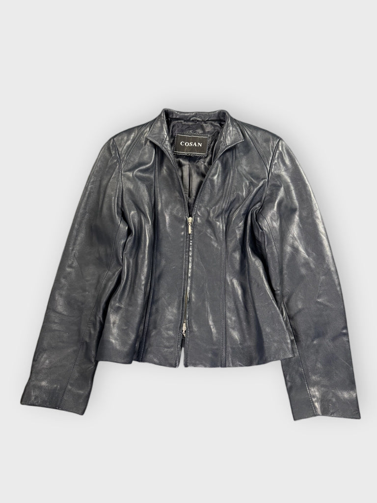 Cosan Blue Genuine Leather Jacket Women (M)