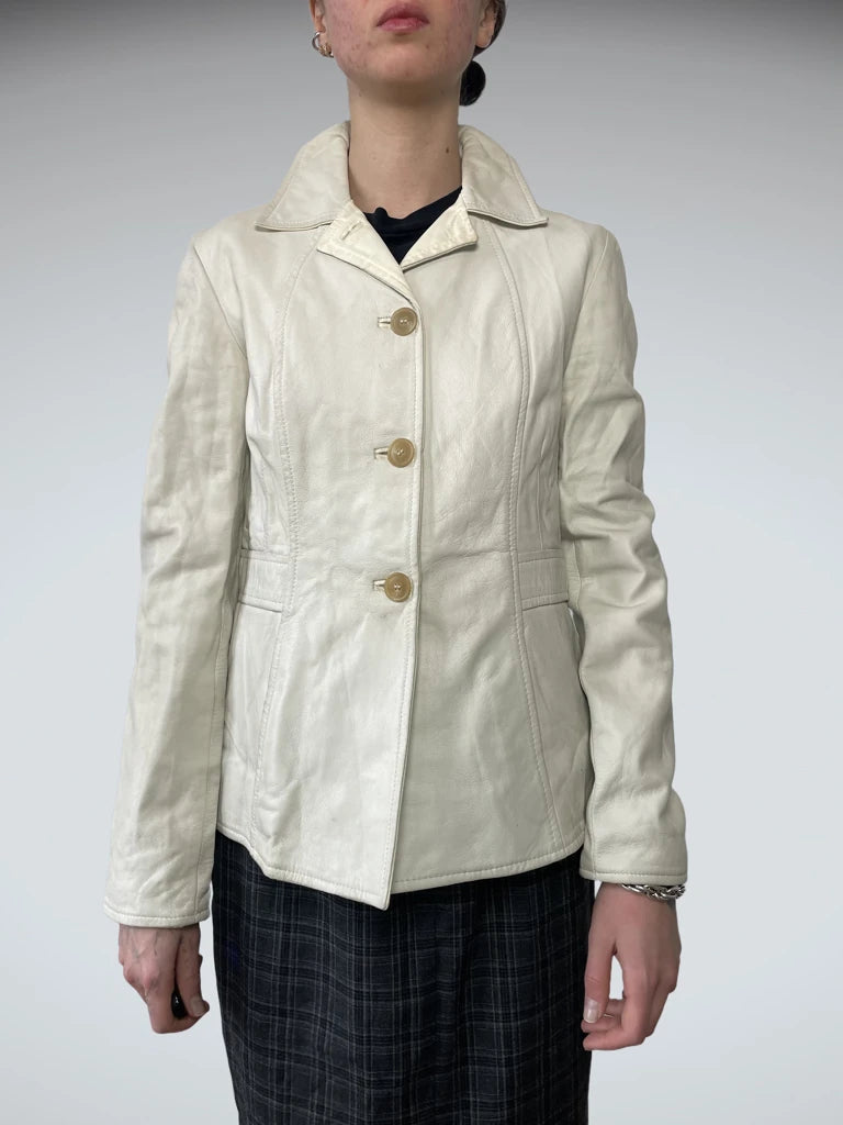 moncler white leather jacket