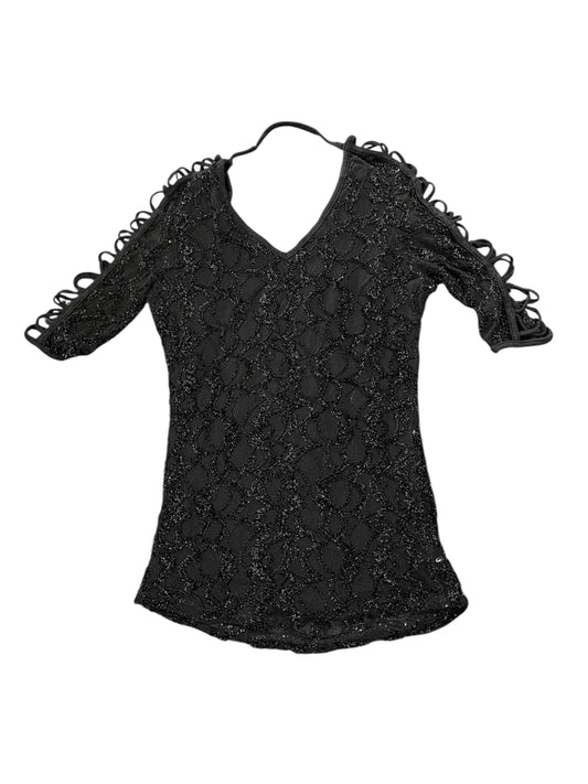 Black Lace Cutout Sleeve Evening Top (M)