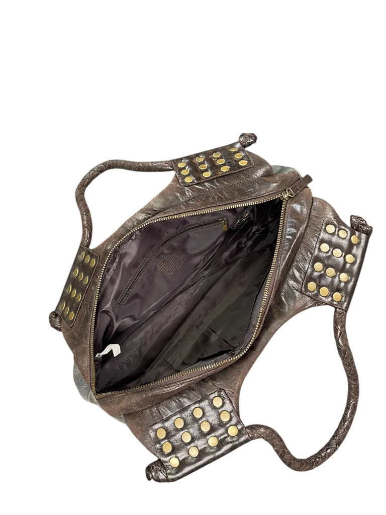 Matt & Nat Dark Brown Studded Tote Bag (ONESIZE)