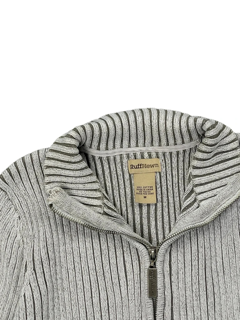 Ruff Hewn Grey Ribbed Full-Zip Cardigan (M)