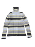 Checkered Marine Blue Ribbed Turtleneck Sweater (M)