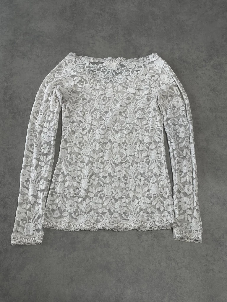 white lace long sleeve top