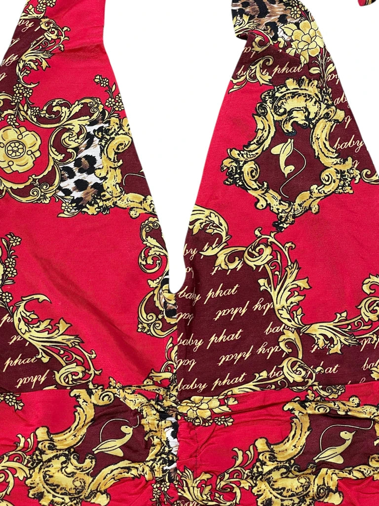 red baroque halterneck top (XL)