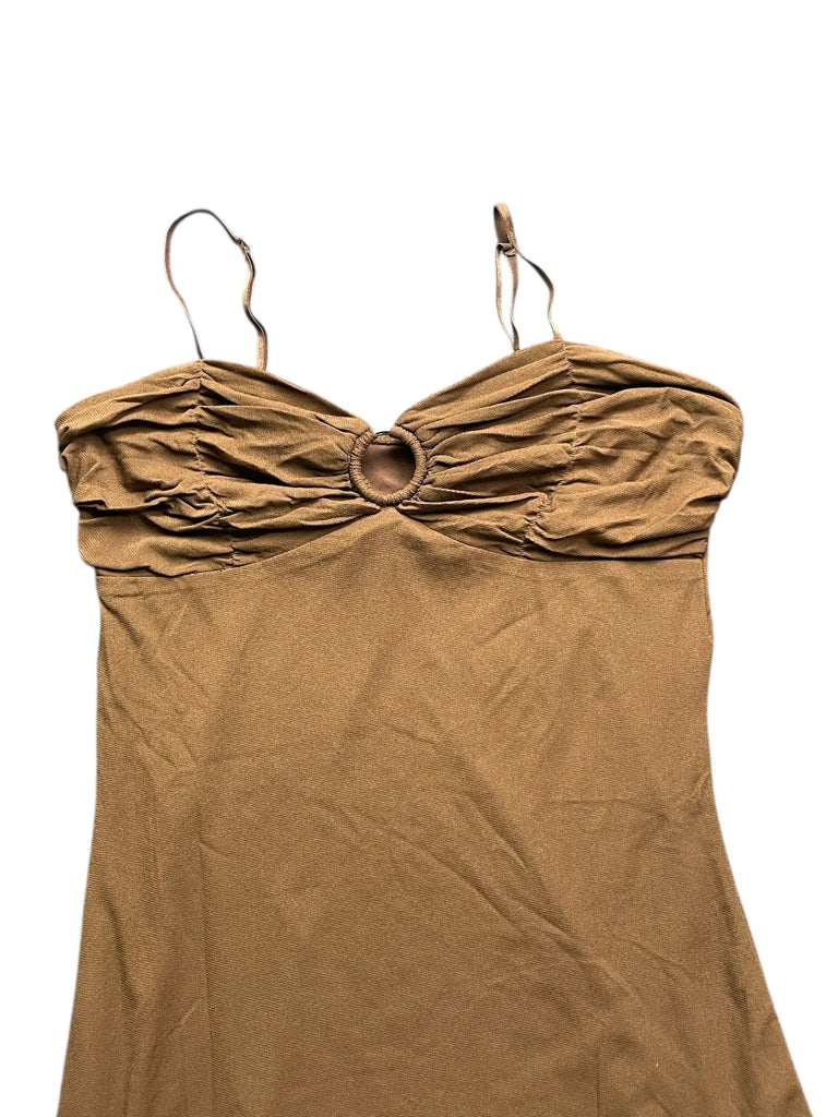 Brown Spaghetti Strap Handkerchief Dress (S)