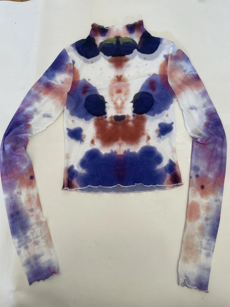 Tie-Dye Sheer Mesh Longsleeve Top (S)