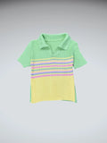 Pastel Green Multicolor Striped Polo Knit Top (XS)