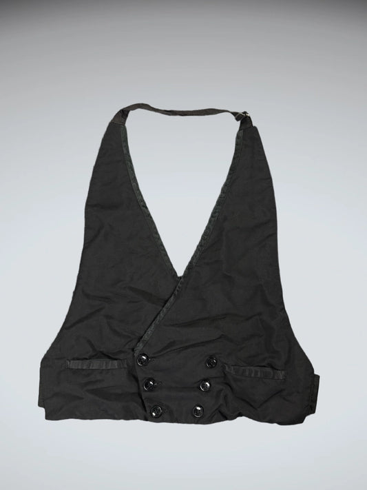 Chic Black Halter Tailored Vest (M)