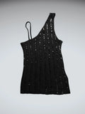 Black One-Shoulder Sequin Knit Top (L)