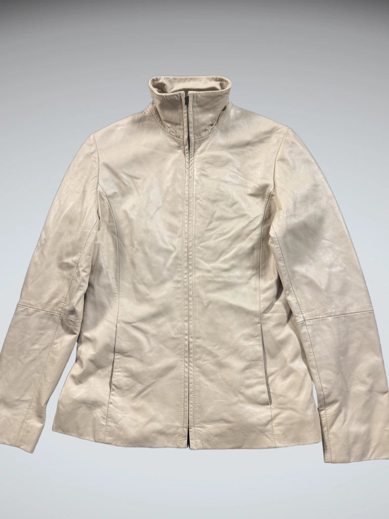 Via Reggio Beige Leather Jacket (M)