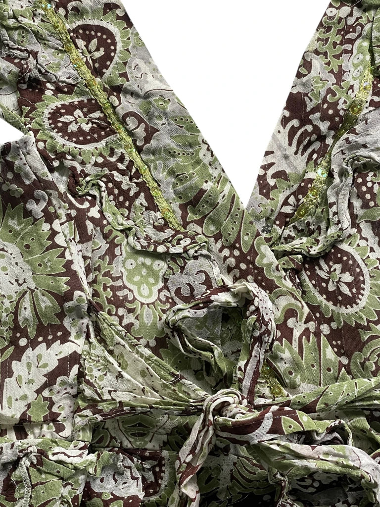 Green Paisley Wrap Blouse (S)