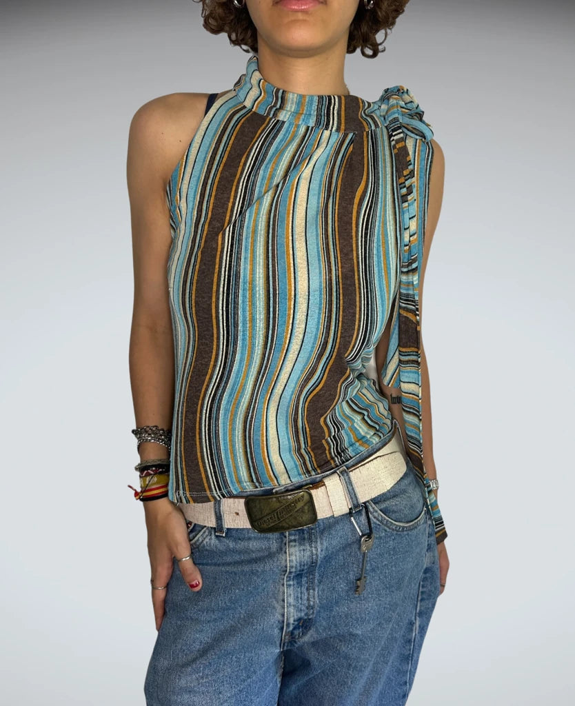 Y2k striped blue top