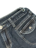 Crown Embroidered Dark Wash Denim Hotpants (S)