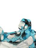 Light Blue Retro Circle Print Tunic Top (S)