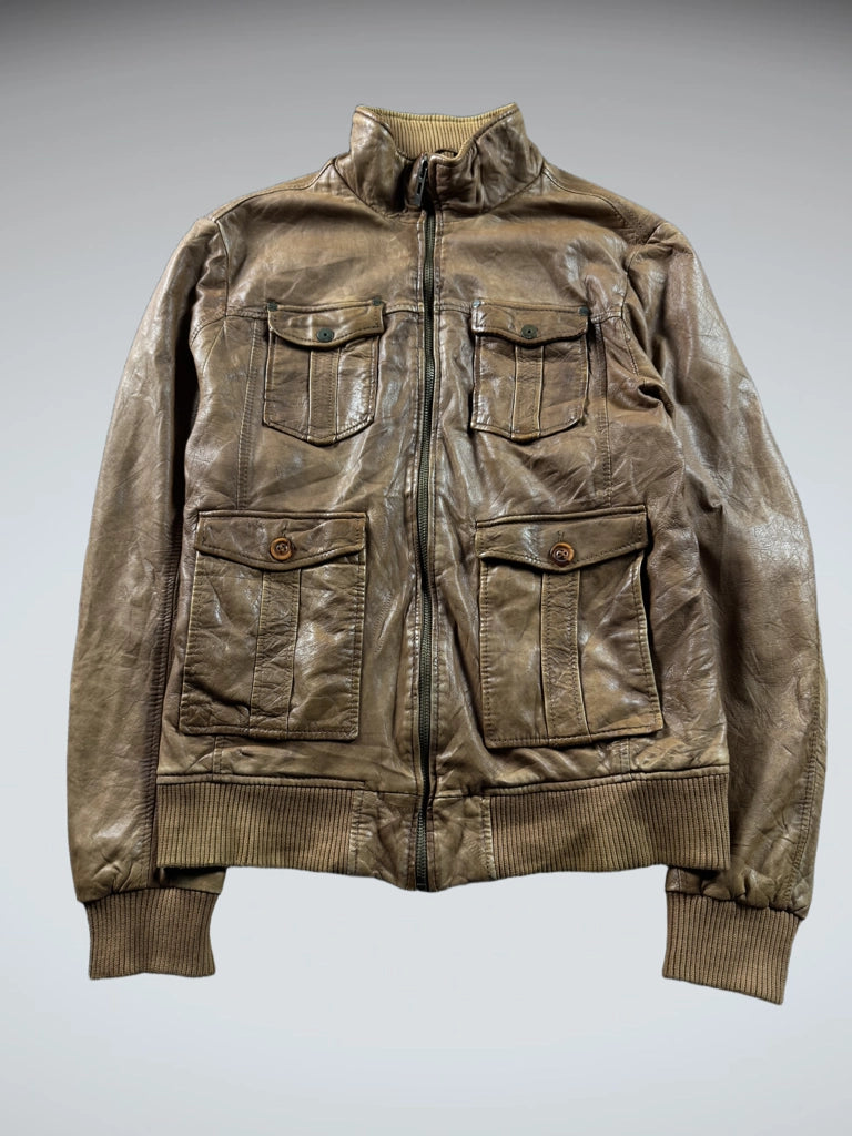 Review Brown Vintage Leather Jacket (L)
