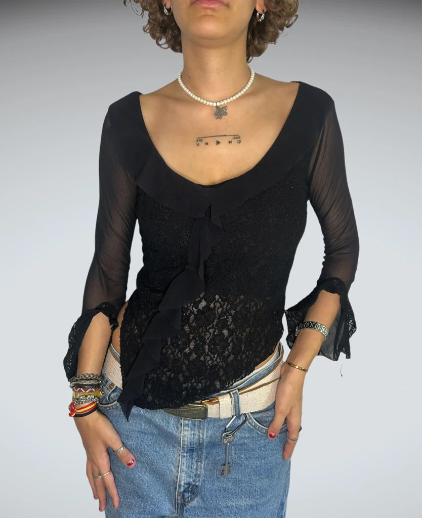 2000s ruffles top goth