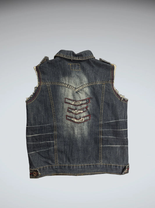Samtec Plaid Patchwork Denim Vest Women (M)