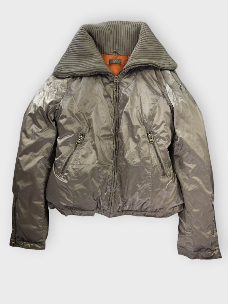 Iceberg Metallic Grey Bomber Jacket Women (XXL)