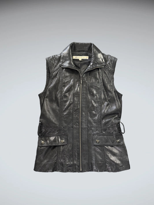 Kenneth Cole Black Genuine Leather Vest Women (XS)