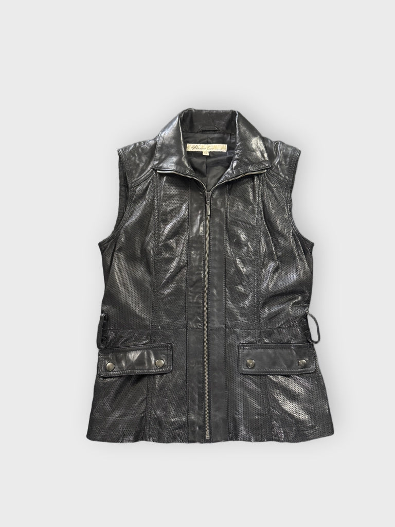 Kenneth Cole Black Genuine Leather Vest Women (XS)