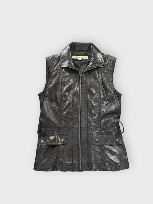 Kenneth Cole Black Genuine Leather Vest Women (XS)