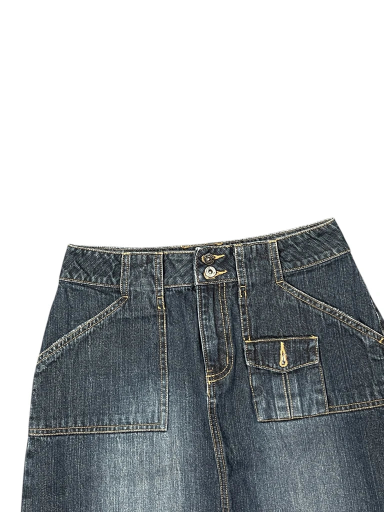 Limited Datoo Dark Wash Pocket Denim Maxi Skirt (XS)