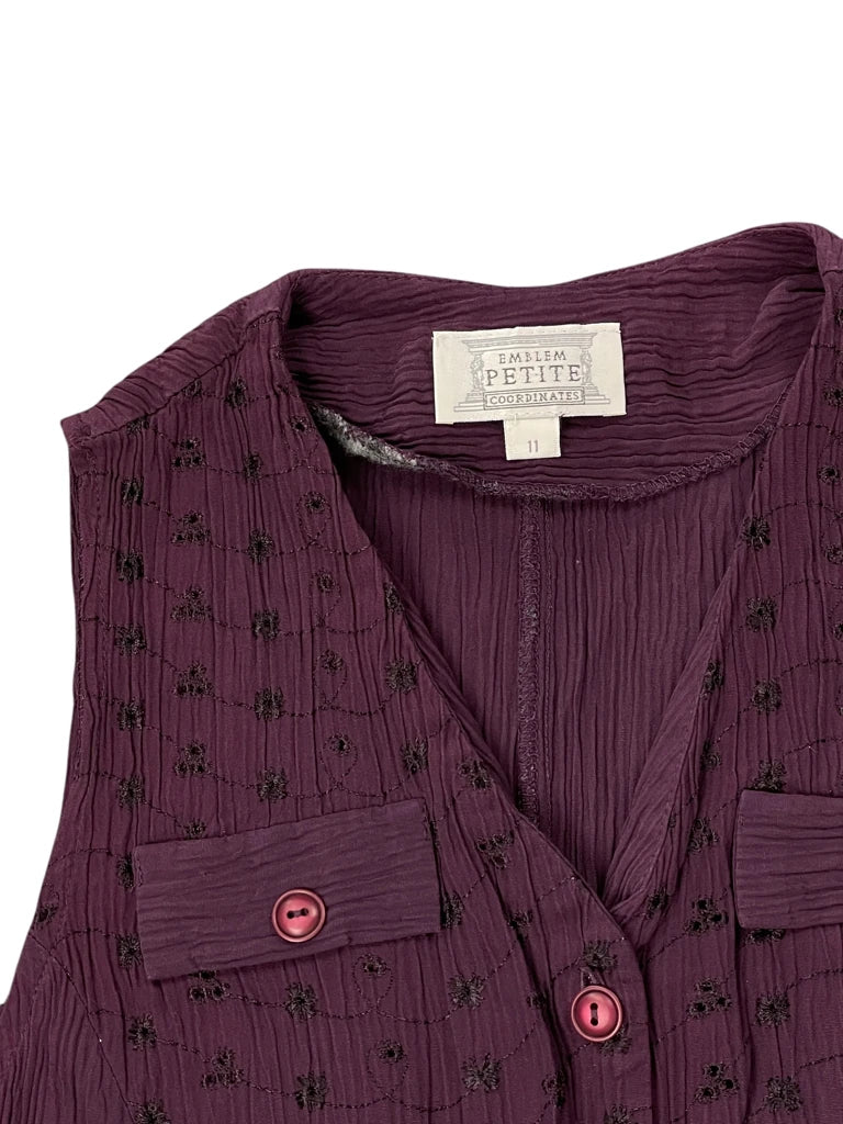 Emblem Purple Rayon Sleeveless Vest Top (S)