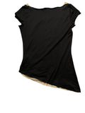 Black Floral Chest Print Asymmetric Top (S)