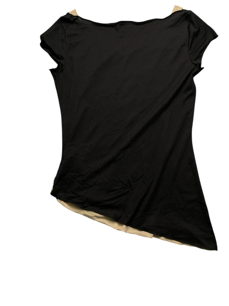 Black Floral Chest Print Asymmetric Top (S)