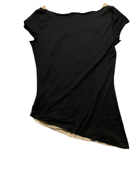 Black Floral Chest Print Asymmetric Top (S)