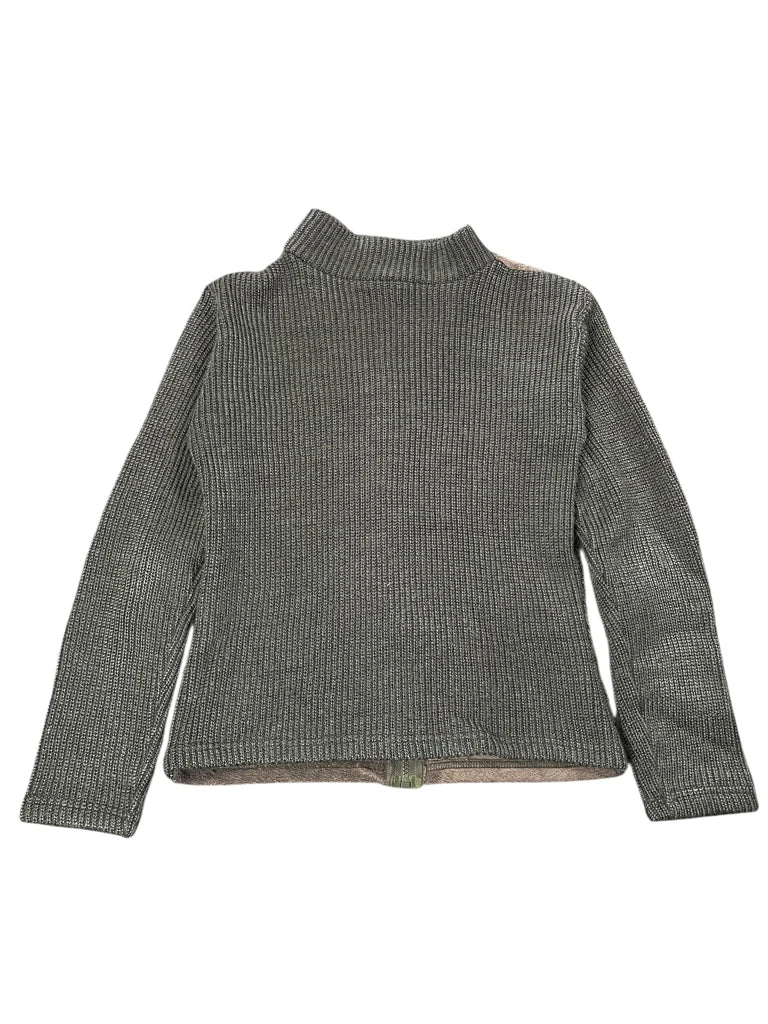 Olive Knit and Velour Hybrid Zip Jacket (M)