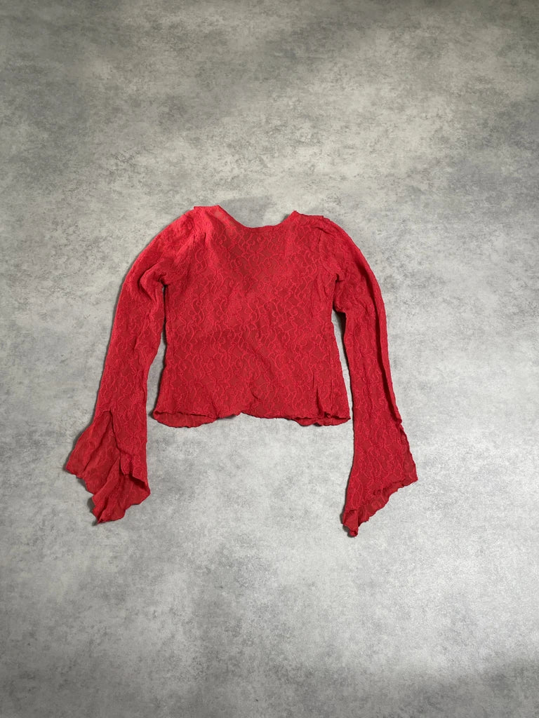 red lace long sleeve top (S)
