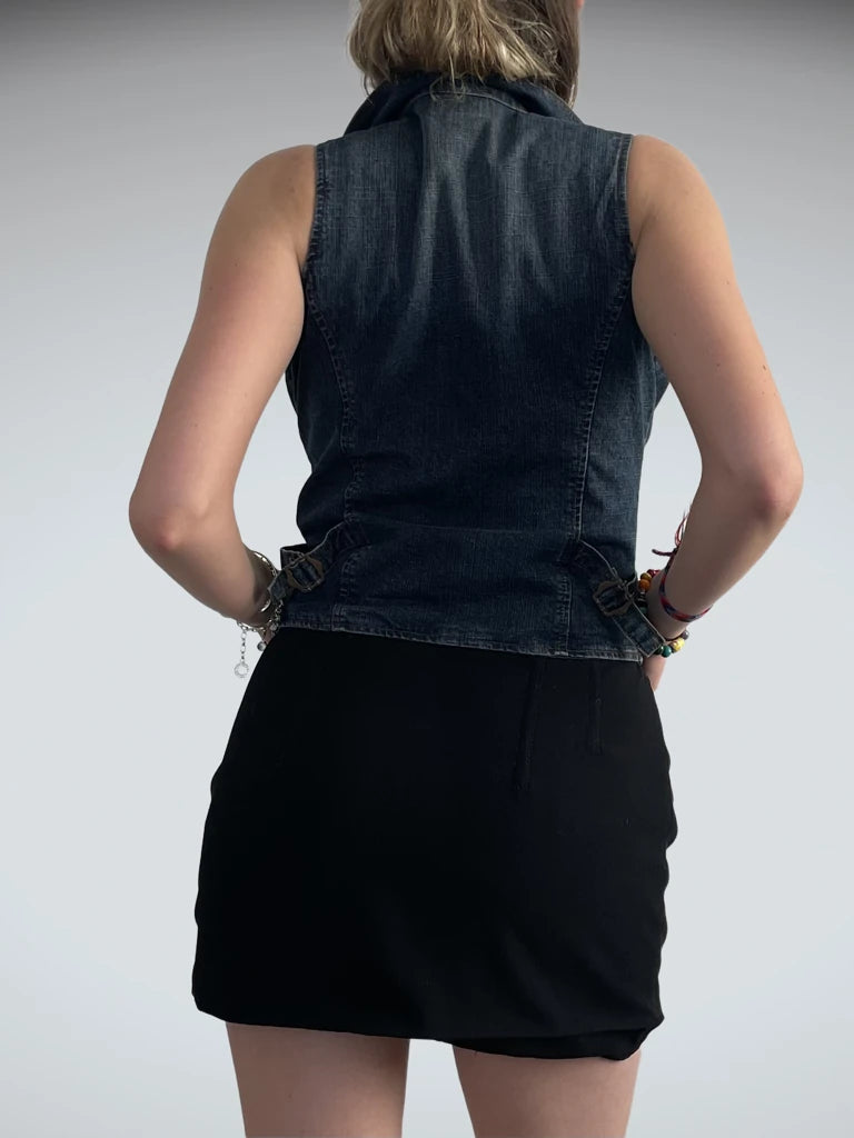 rebel brass – dark denim vest (M)