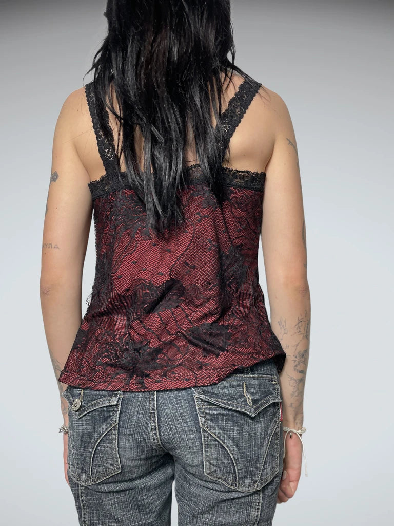 red lace top