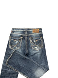 Vintage Distressed Bootcut Jeans with Embroidered Pockets (L)