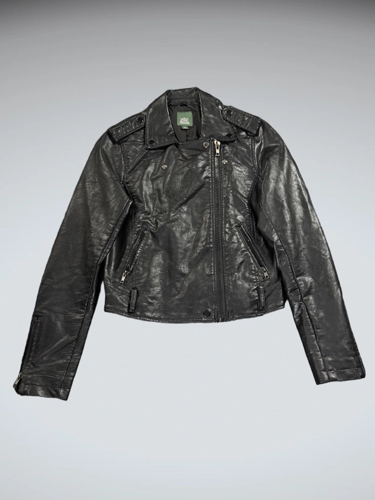 Wild Fable Black Faux Leather Jacket Women (XS)