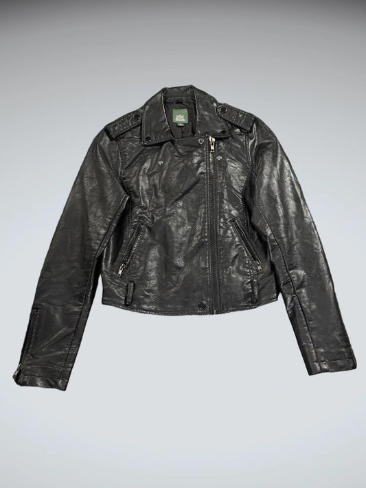 Wild Fable Black Faux Leather Jacket Women (XS)