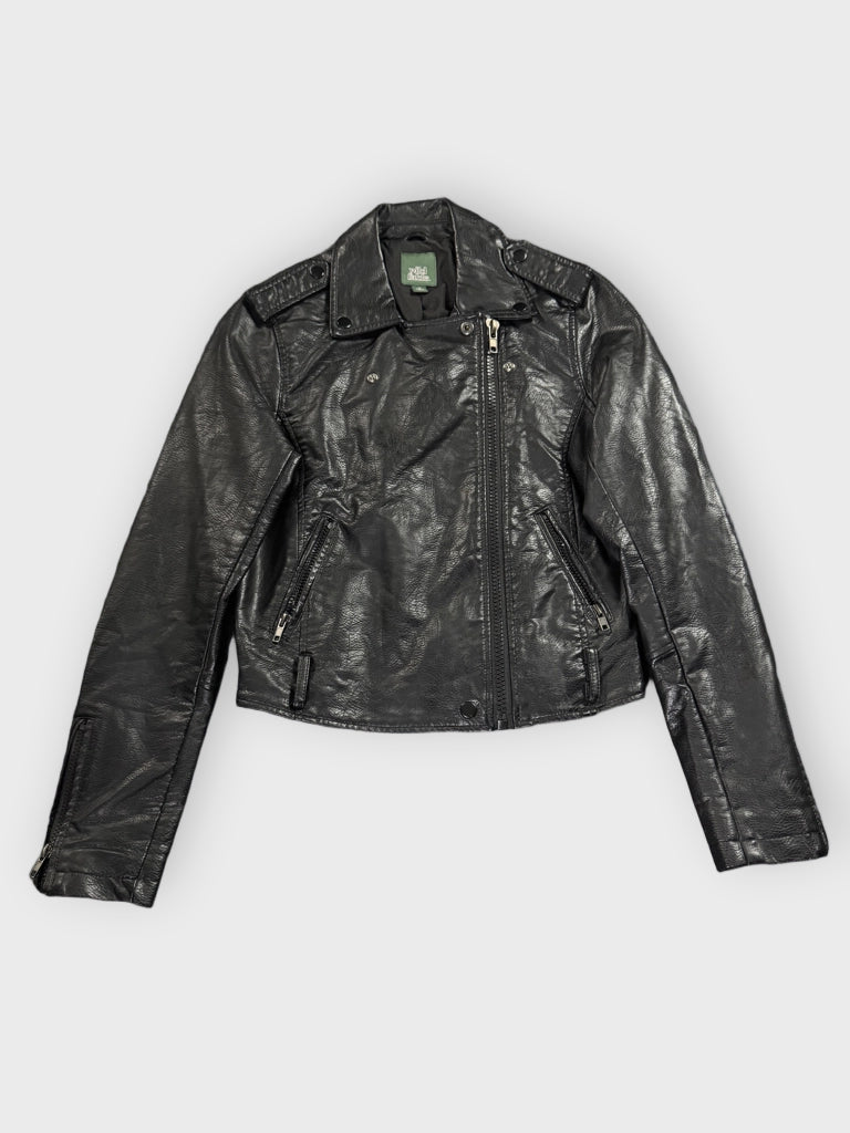 Wild Fable Black Faux Leather Jacket Women (XS)