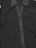 Black Pinstripe Button-Up Shirt (M)