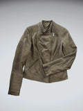 Vintage Brown Faux Leather Button Jacket Women (M)