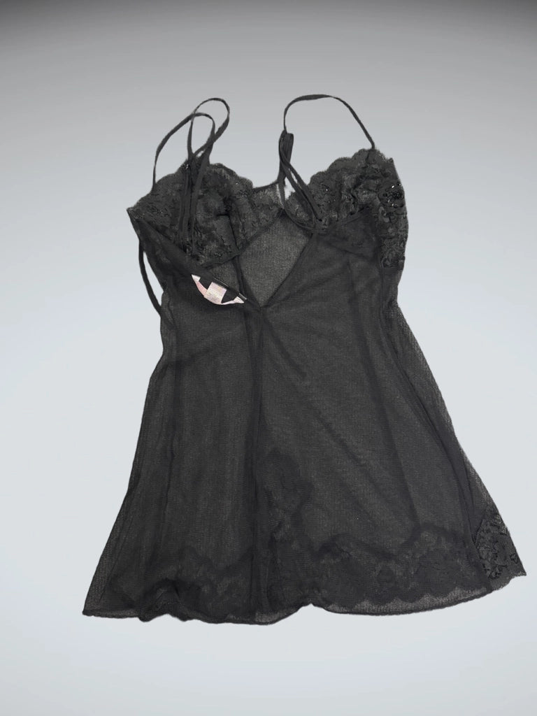 Sultry Black Lace Babydoll Lingerie Top (XS)