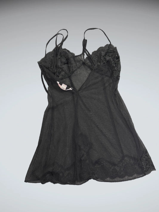 Sultry Black Lace Babydoll Lingerie Top (XS)