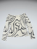 White marble print long sleeve top (S)