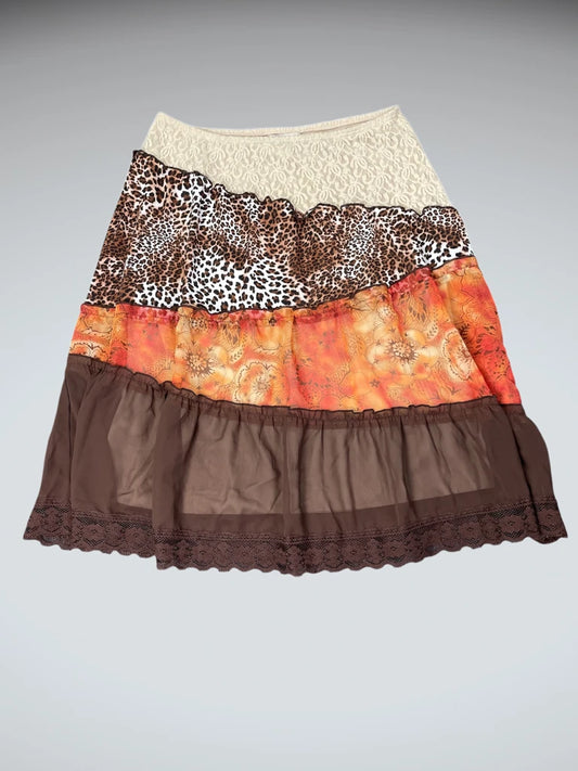 Patchwork Boho Maxi Skirt (M)