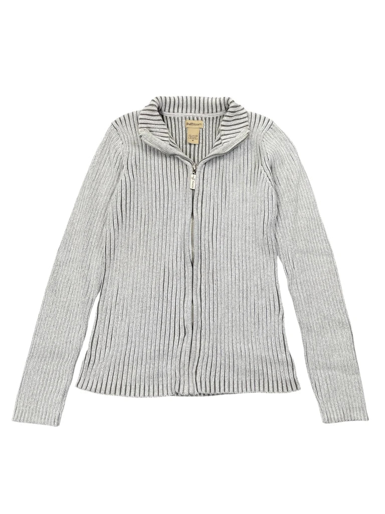 Ruff Hewn Grey Ribbed Full-Zip Cardigan (M)